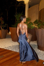Vivianne | Cross-Back Satin Maxi Dress
