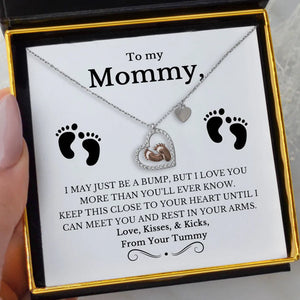 To My Mommy: Baby Feet Heart Pendant Necklace Gift Set