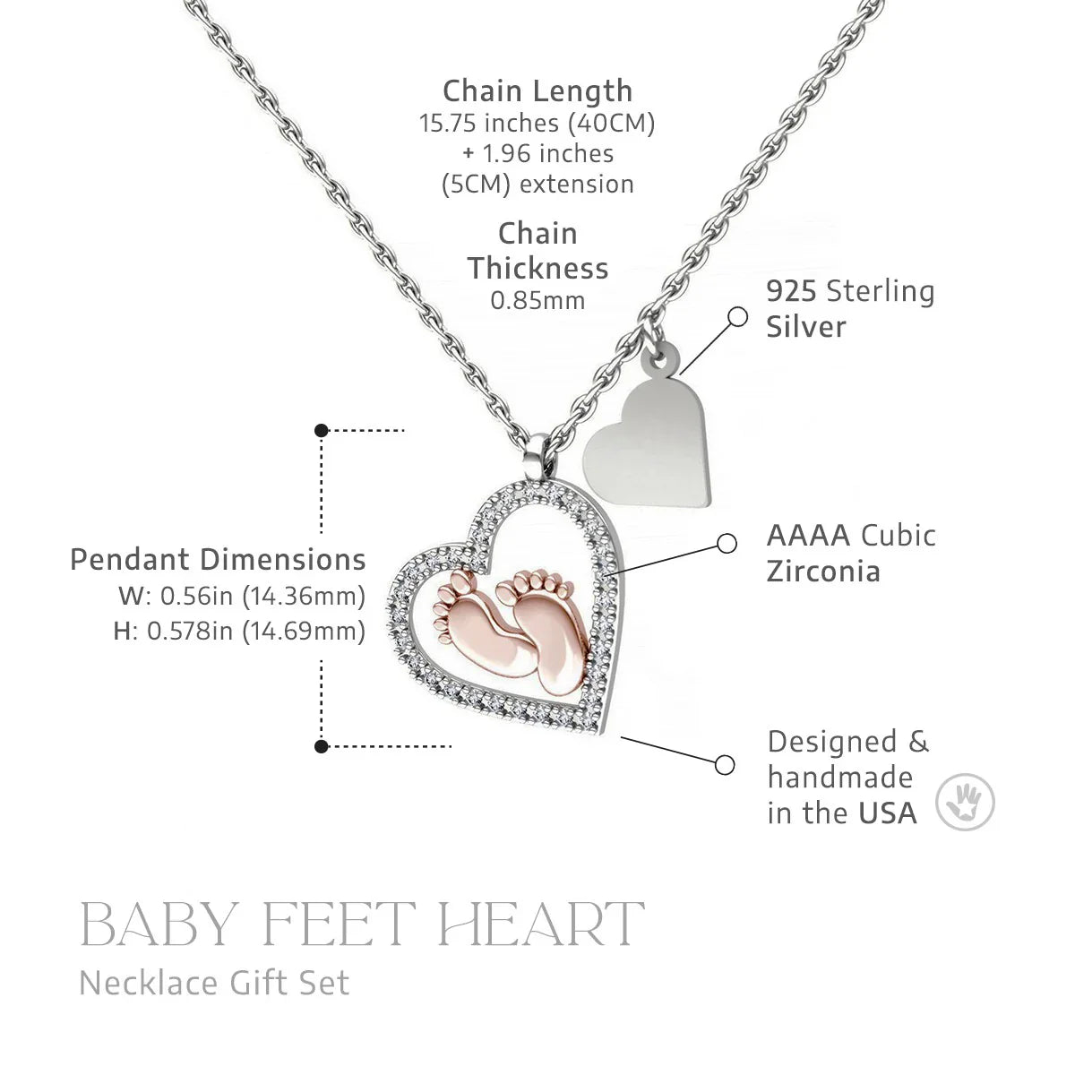 To My Mommy: Baby Feet Heart Pendant Necklace Gift Set