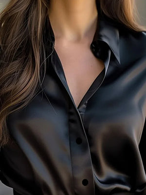 Satin Long-Sleeve Blouse