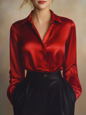 Satin Long-Sleeve Blouse