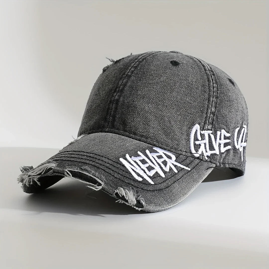 Distressed Cap: Never Give Up