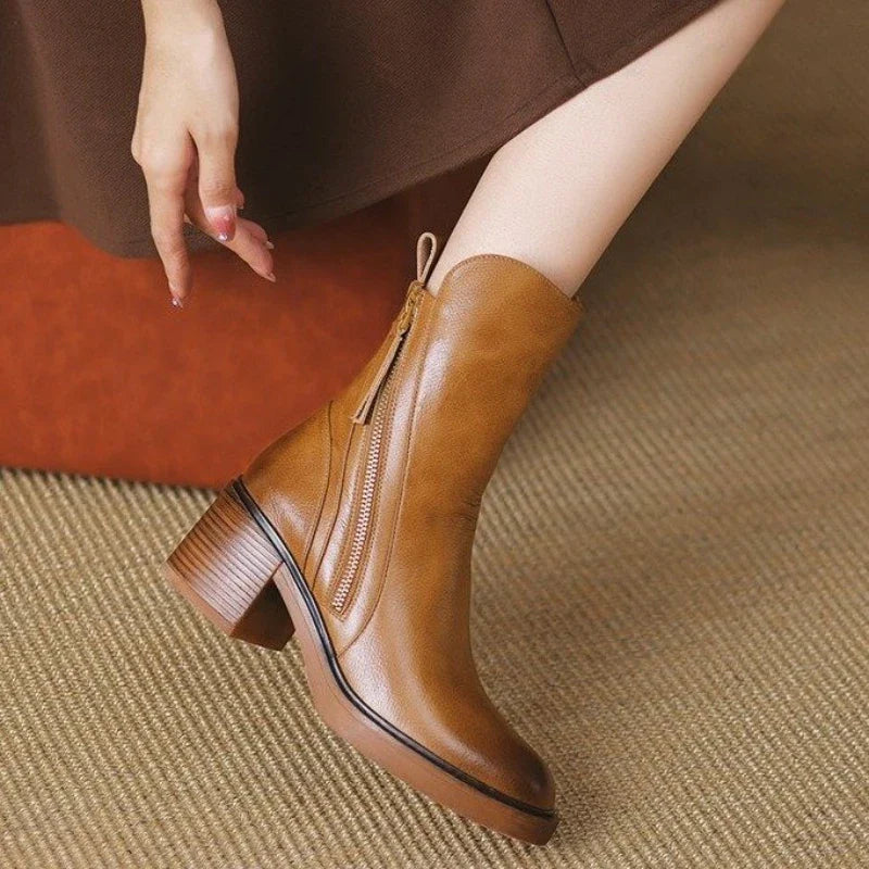 Caramel-Colored Ankle Boots