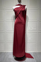 Additional view of Antonella | One-Shoulder Draped Satin Maxi Dress