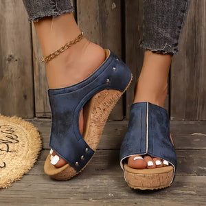 Moonstone Studded Wedge Sandals