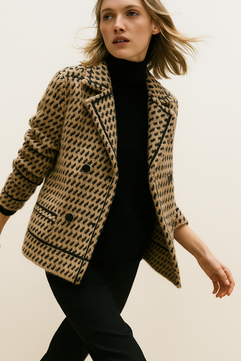 Vionne Houndstooth Knit Jacket
