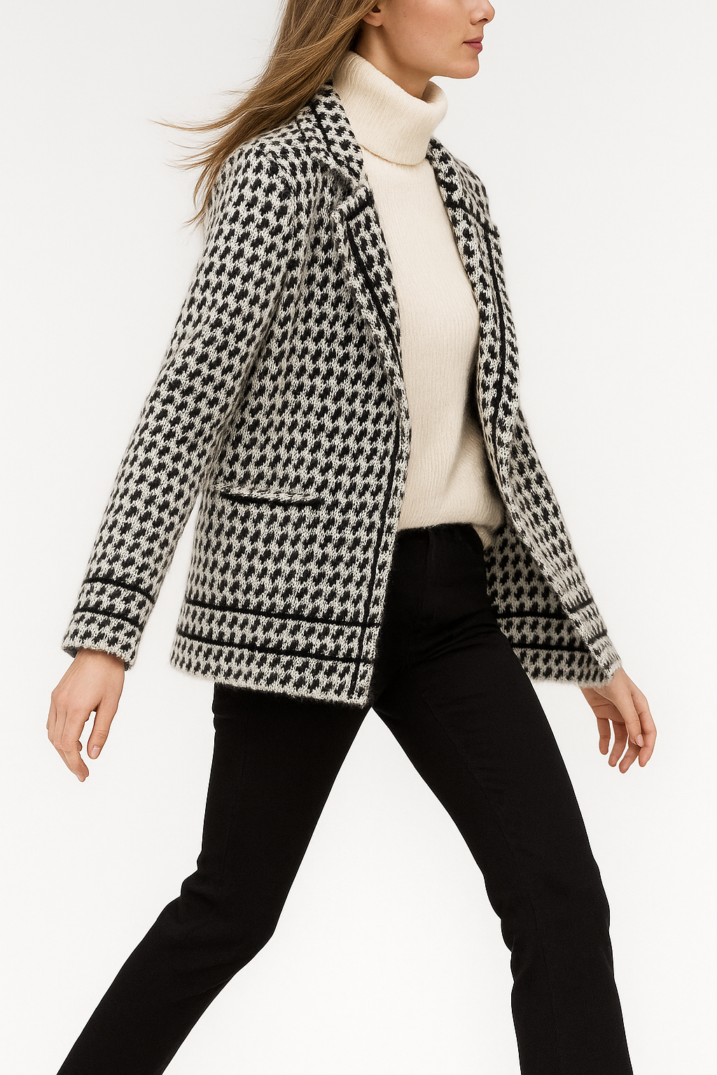 Vionne Houndstooth Knit Jacket